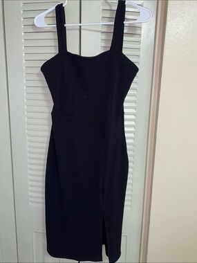 Popular 21 • Black • Ribbed • Midi Dress • Side Slit • Size Large